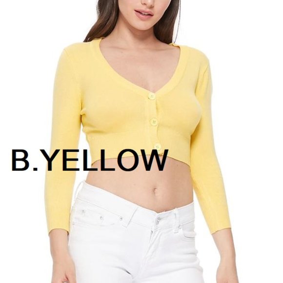 Cropped Cardigan Large XL Sweater 3 for $40. 3/4 Sleeve V-Neck Basic Button Down - Picture 2 of 16